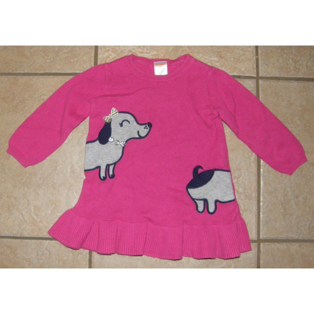 Girls 12-18 Months Embellished Puppy Dog Stretchy Cotton Sweater Dress GYMBOREE